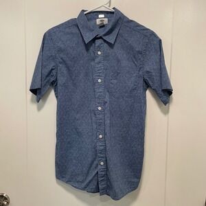 Old Navy Boys XL 14-16 Blue Geometric Triangle Print Button Down Shirt Short Slv